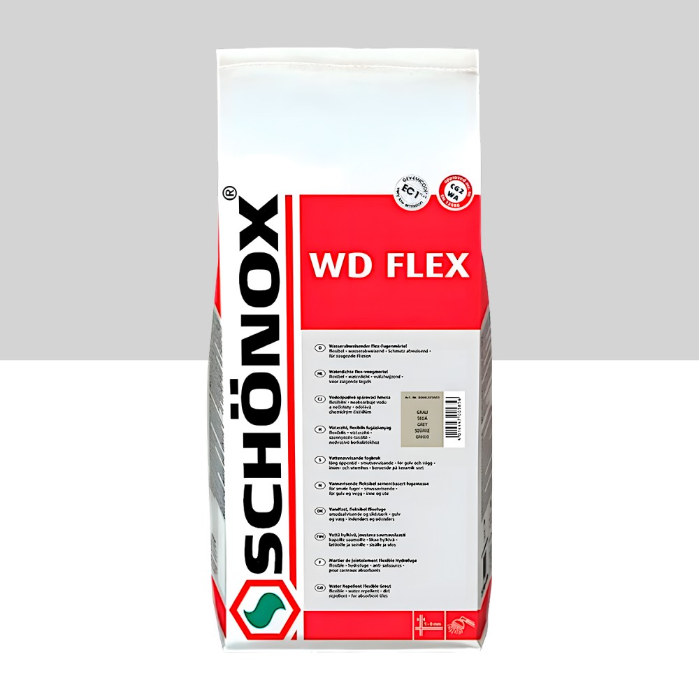 Затирка цементная эластичная, Серебристо-Серая SCHÖNOX WD Flex 2 kg (736418)