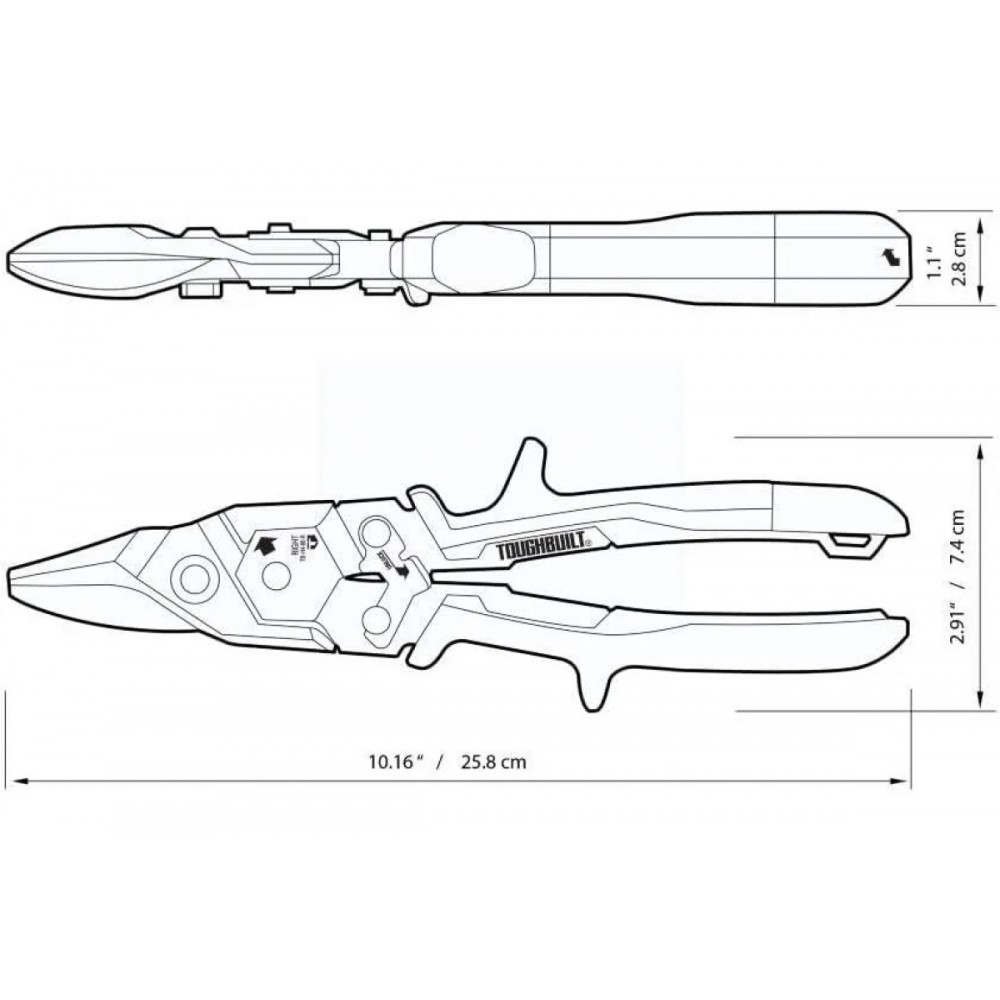 Ножиці по металу ToughBuilt, 258 мм праві (TB-H4-60-R)