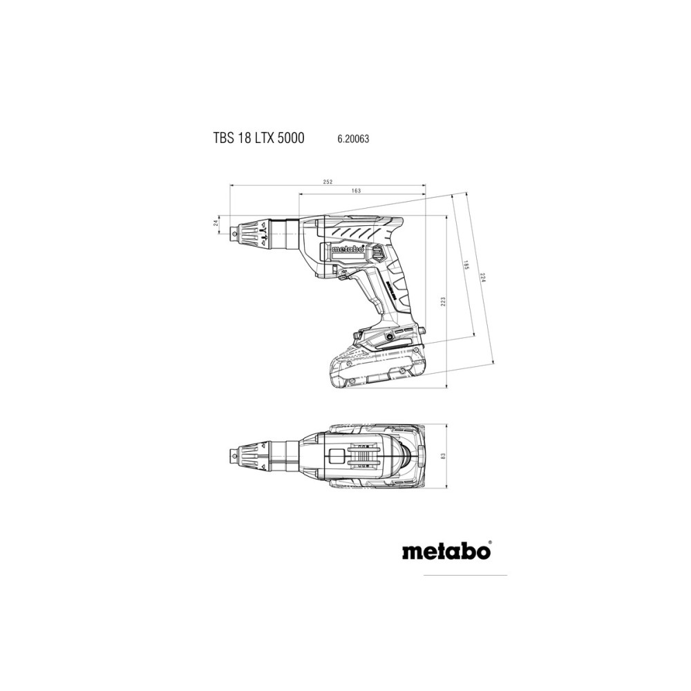 Аккумуляторный шуруповерт для монтажа деревянных конструкций Metabo TBS 18 LTX BL 5000 (620063500)