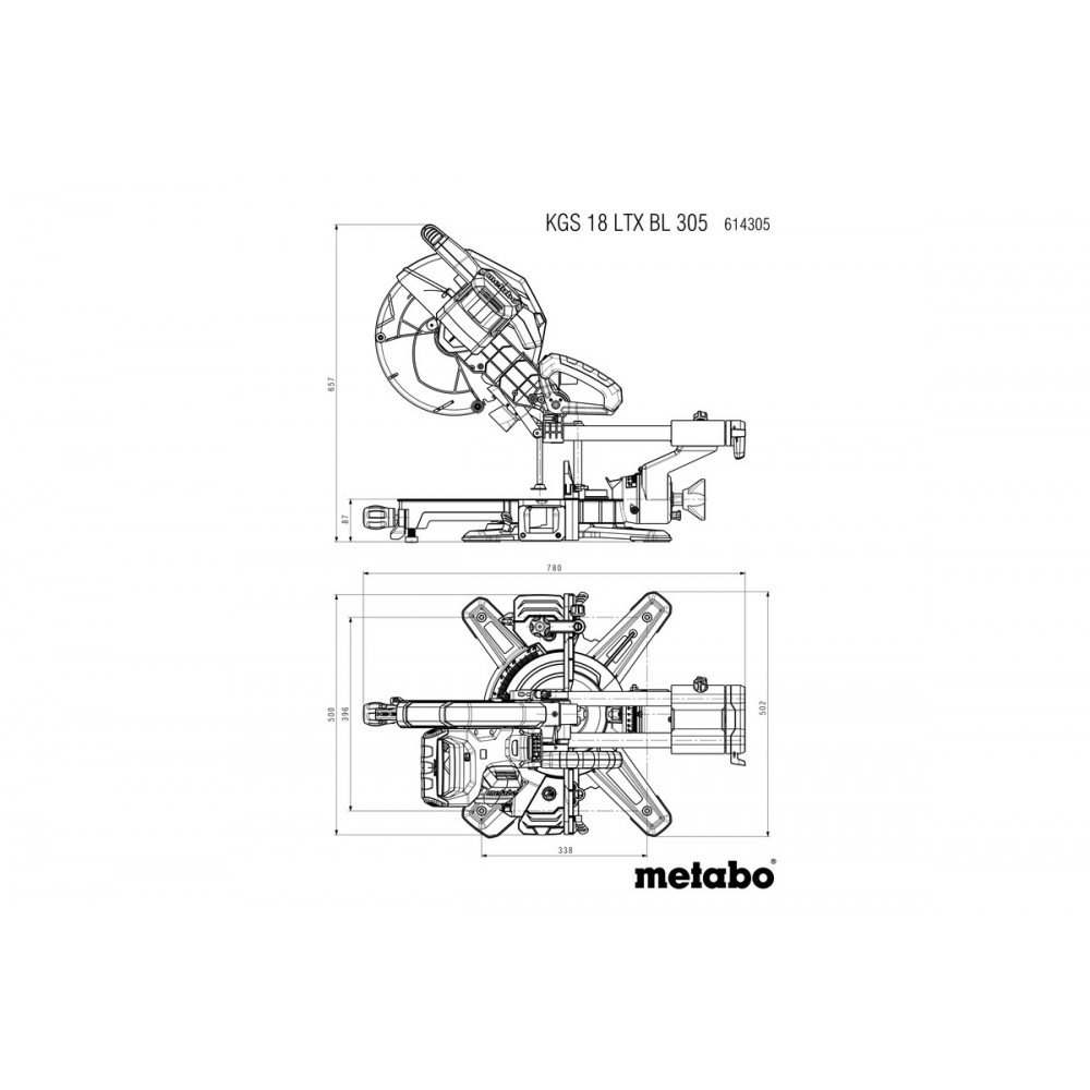Акумуляторна пила торцювальна Metabo KGS 18 LTX BL 305 (614305850)