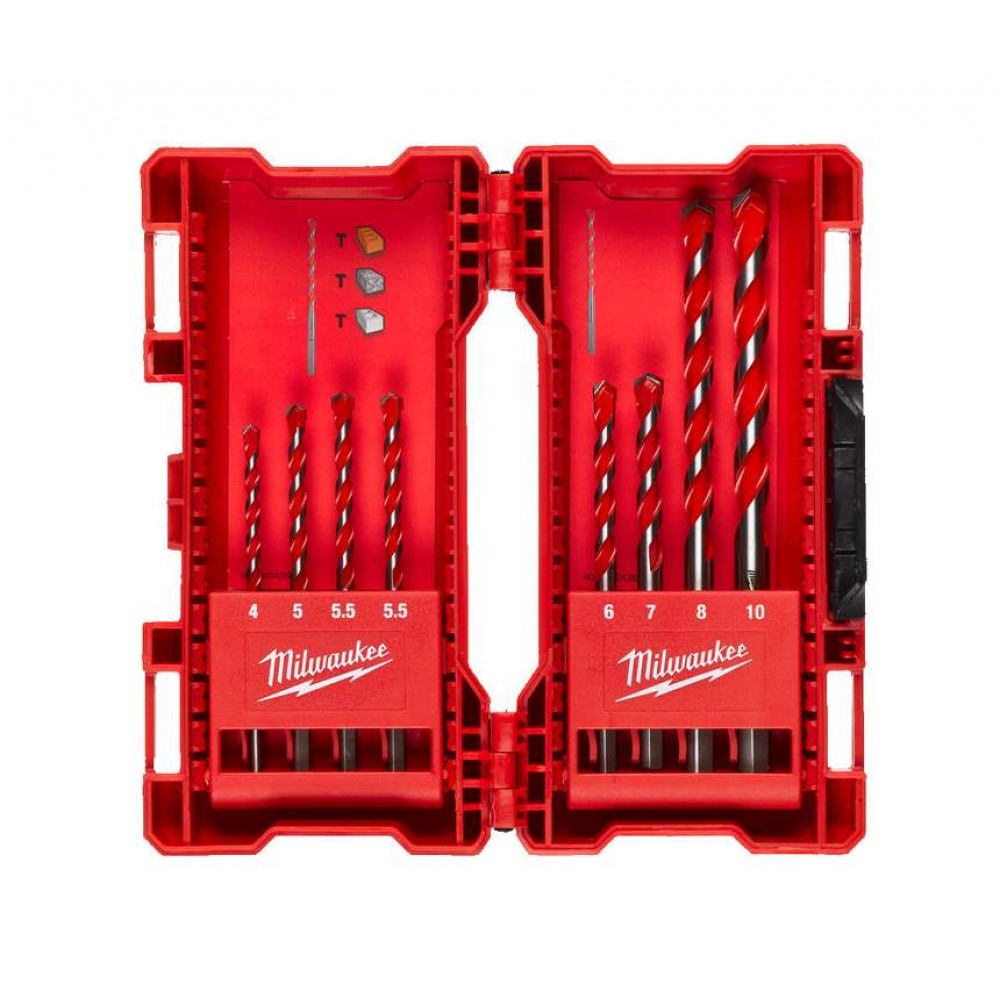 Набор ударных сверл по бетону MILWAUKEE Premium (4-10 мм), 8 шт (4932471193)