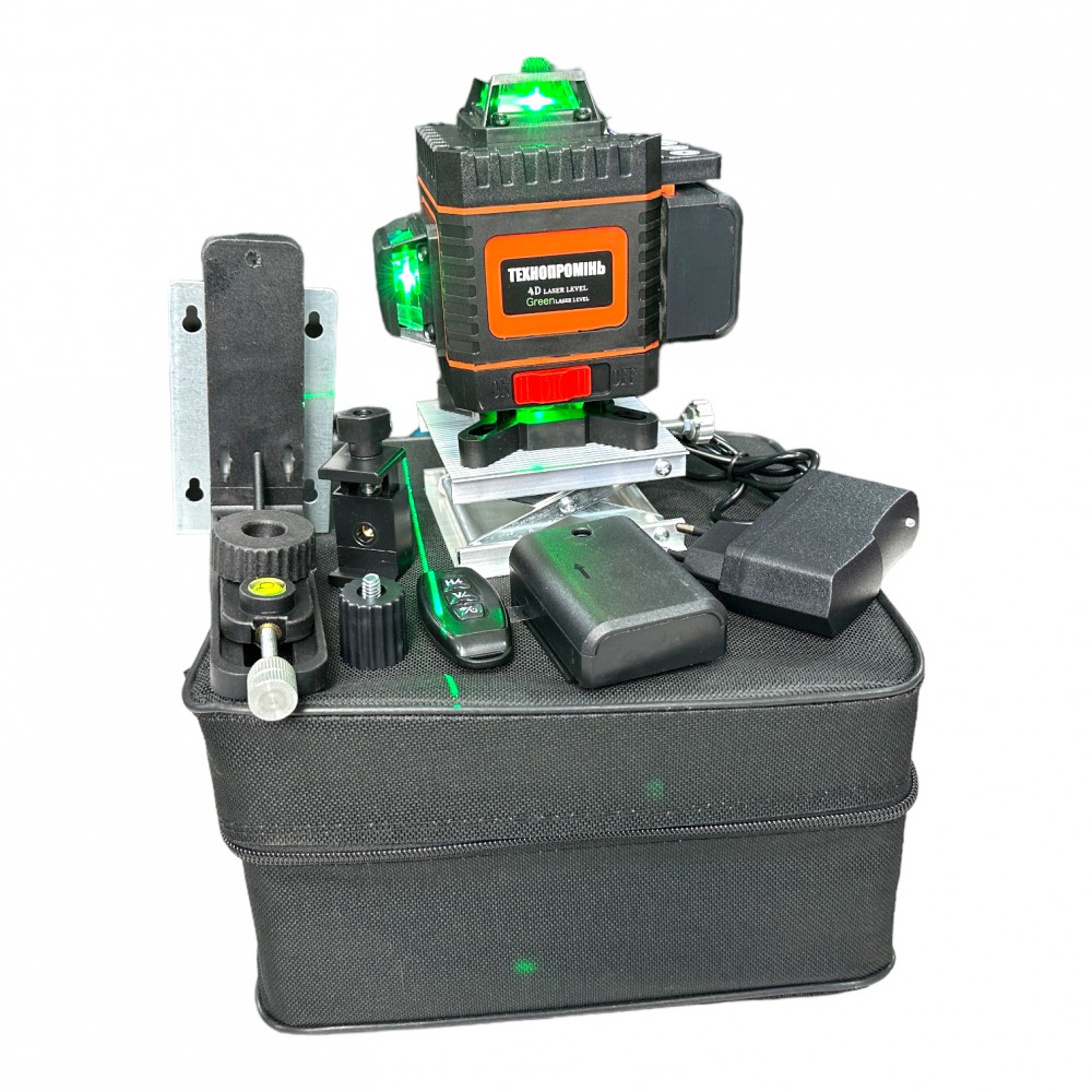 Лазерний рівень 4D ТехнПромінь (зелений промінь), 2 акумулятори (1108204D)