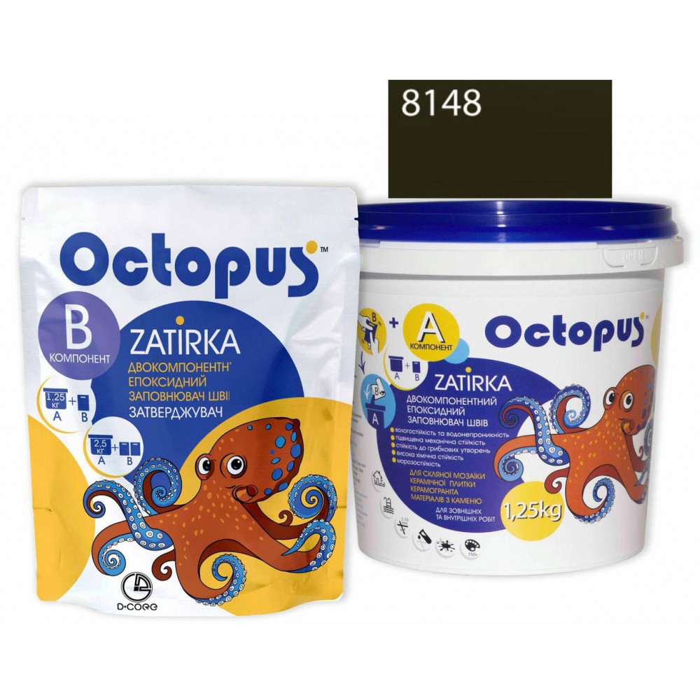 Двокомпонентна епоксидна фуга Octopus Zatirka колір оливковий 8148 1,25 кг (8148-1)