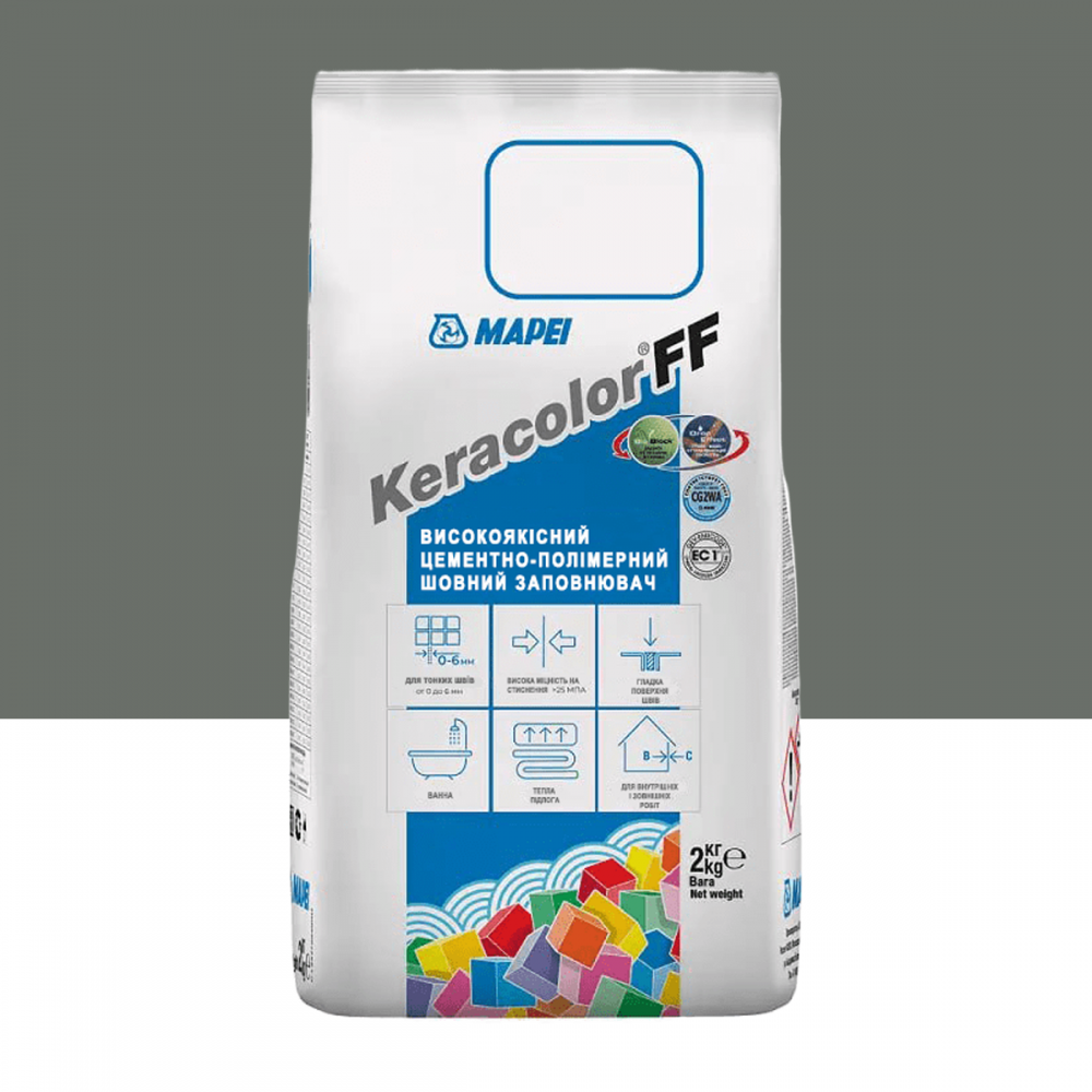 Цементный раствор для заполнения швов шириной до 6 мм Mapei Keracolor FF ALU 113 Темно-серый 2 кг (5051132)