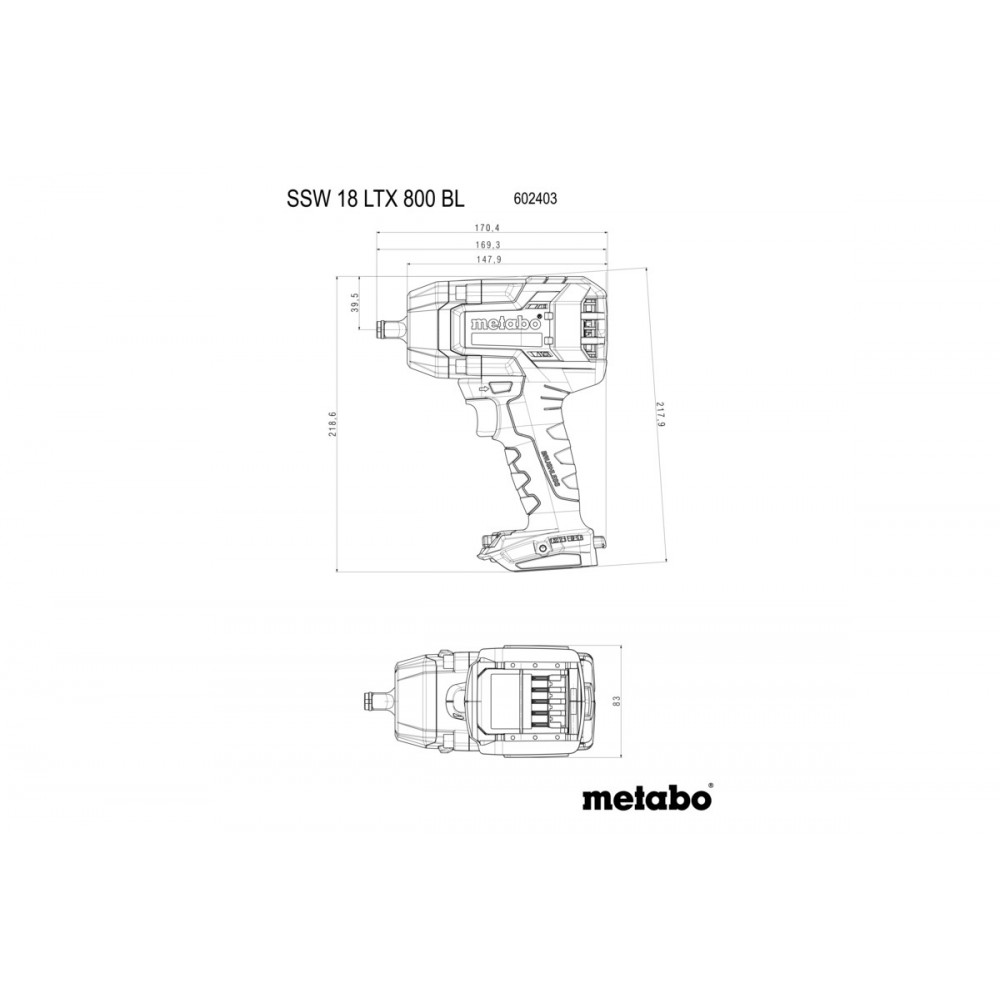 Аккумуляторный ударный гайковерт Metabo SSW 18 LTX 800 BL (602403650)