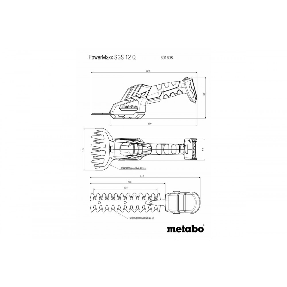 Акумуляторні кущові та газонні ножиці Metabo PowerMaxx SGS 12 Q Set (691193000)