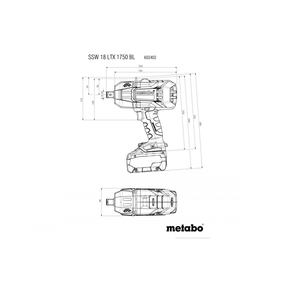 Аккумуляторный ударный гайковерт Metabo SSW 18 LTX 1750 BL (602402840)