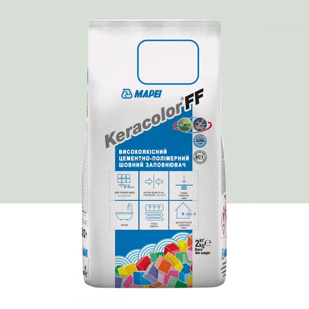 Цементный раствор для заполнения швов шириной до 6 мм Mapei Keracolor FF ALU 103 Белая луна 2 кг (5051032)