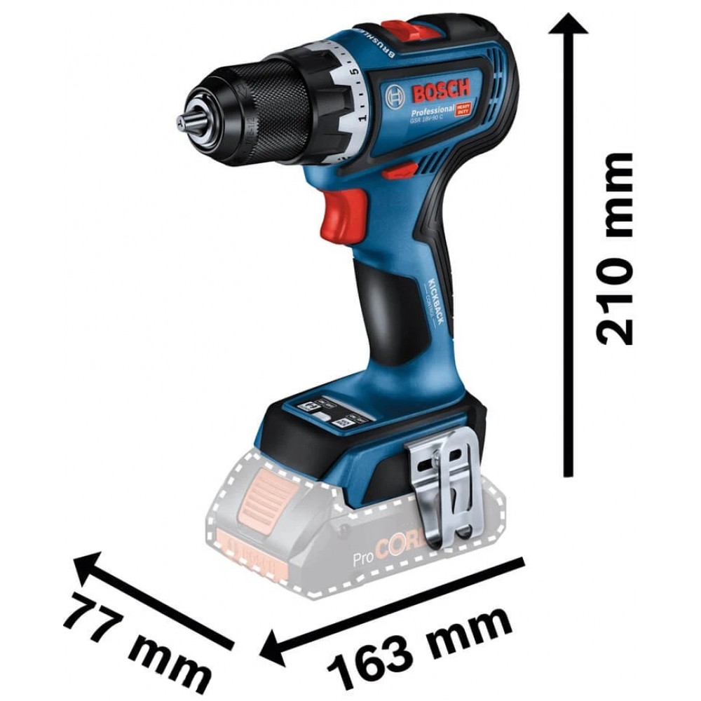 Аккумуляторная дрель-шуруповерт Bosch Professional GSR 18V-90 C без акб и з/п, в L-BOXX 136 (06019K6002)