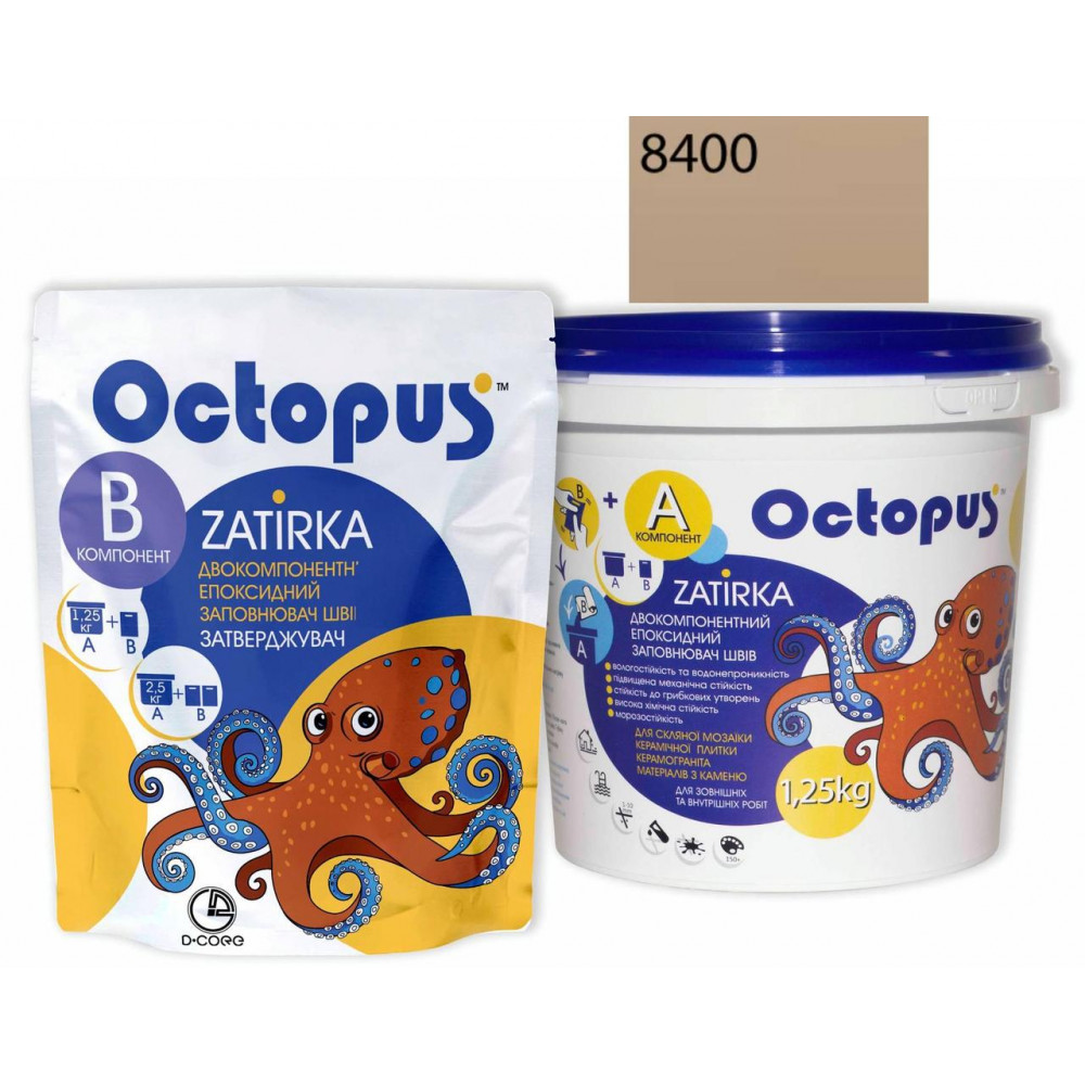 Двокомпонентна епоксидна фуга Octopus Zatirka колір пастельний 8400 1,25 кг (8400-1)