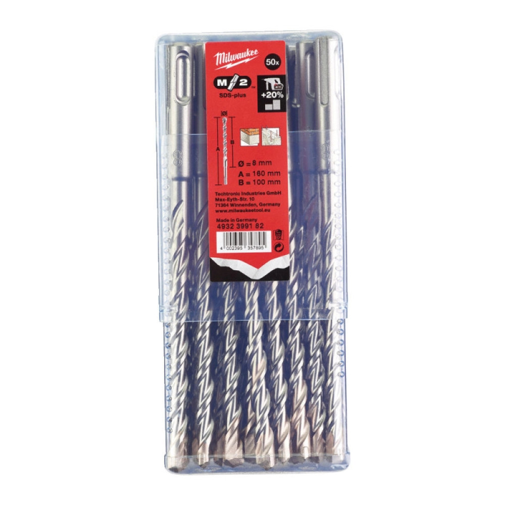 Бур SDS+ M2 8x160 (50 шт) MILWAUKEE (4932399182)
