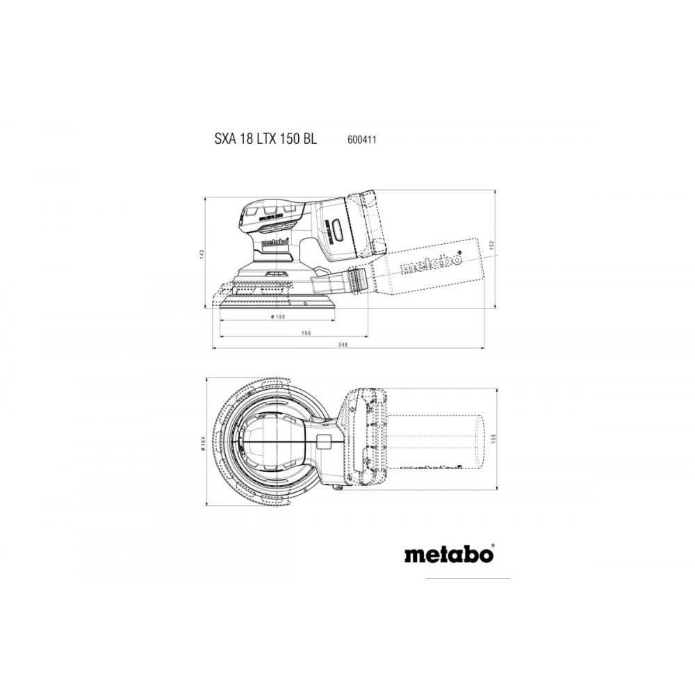 Акумуляторна ексцентрикова шліфувальна машина Metabo SXA 18 LTX 150 BL (600411850)