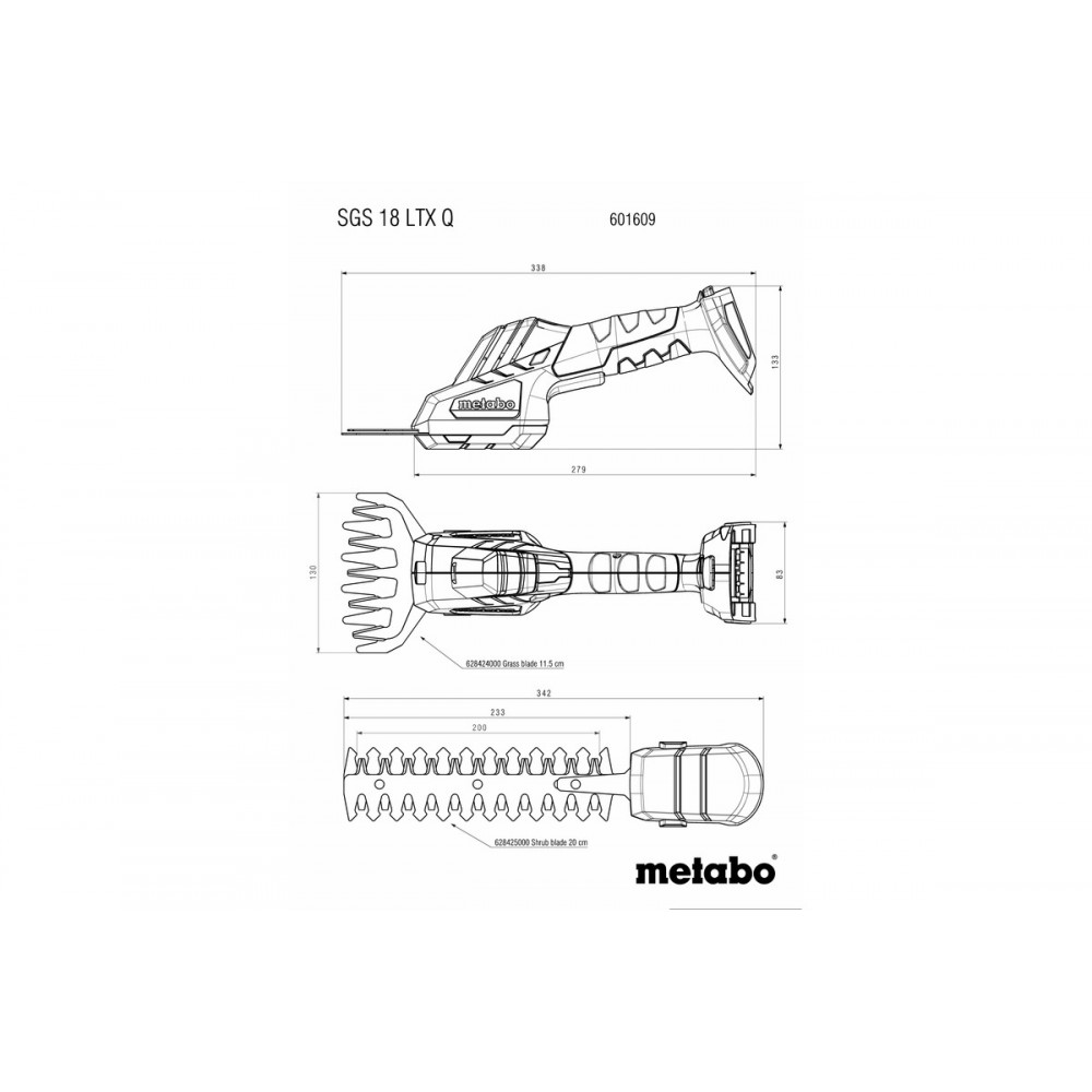 Акумуляторні кущові та газонні ножиці Metabo SGS 18 LTX Q (601609840)