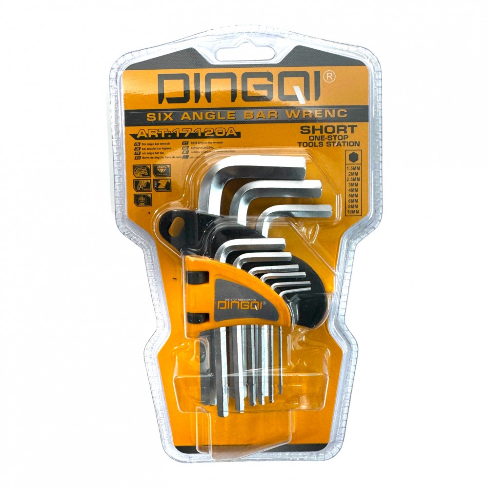 Набор шестигранных ключей DINGQI 9 шт. 1,5–10 мм (короткие) (17120A)