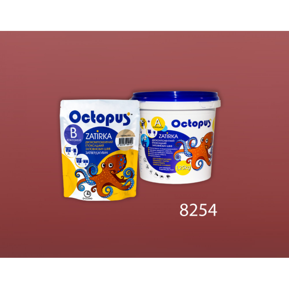 Двокомпонентна епоксидна фуга Octopus Zatirka колір рожево-кораловий 8254 1,25 кг (8254-1)