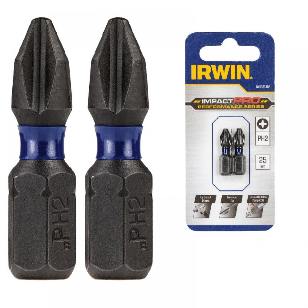 Біта IRWIN IMPACT PRO 1/4" 25мм PH2, 2 шт (IW6061302)