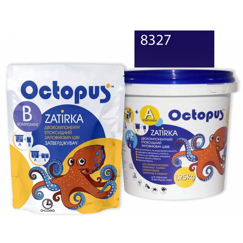 Двухкомпонентная эпоксидная затирка Octopus Zatirka цвет 8327 фиолетово-фиалковый 1,25 кг (8327-1)