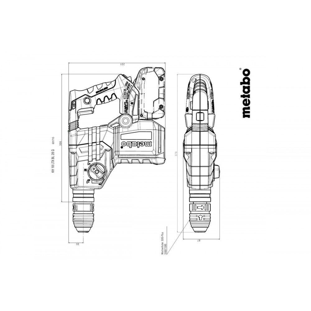 Аккумуляторный перфоратор Metabo KH 18 LTX BL 28 Q (601715840)