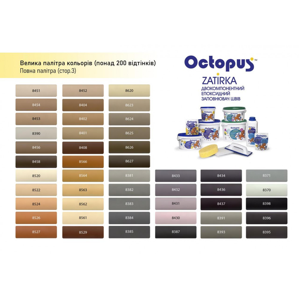 Двокомпонентна епоксидна фуга Octopus Zatirka колір зелено-хакі 8630 2,5 кг (8630-2)