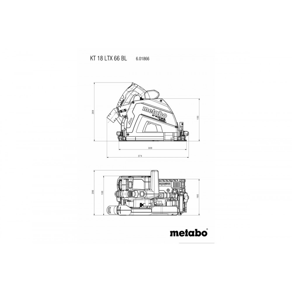 Акумуляторна ручна дискова пилка Metabo KT 18 LTX 66 BL (601866840)