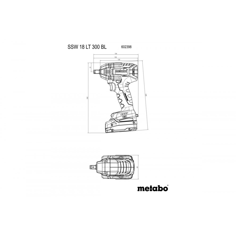 Акумуляторний ударний гайковерт Metabo SSW 18 LT 300 BL (602398850)