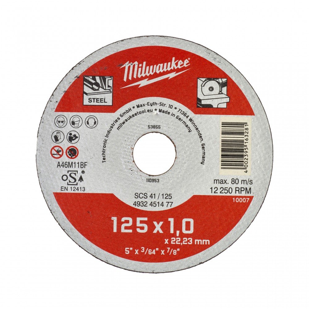 Відрізний диск сталі Milwaukee, 125x1.0х22.2 мм, 200 шт. (4932451478)