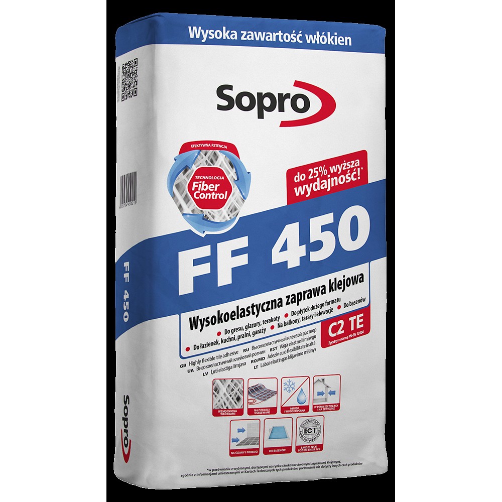 Клей для плитки Sopro FF 450 25 кг C2TE сірий (450/25)