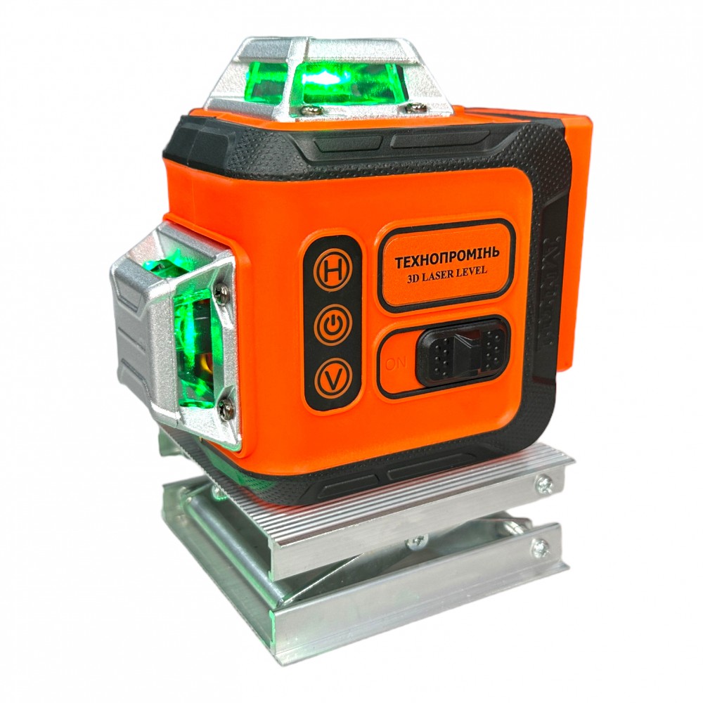 Лазерный уровень 3D ТехнПромінь (зеленый луч), 2 аккумулятора (1108203D)