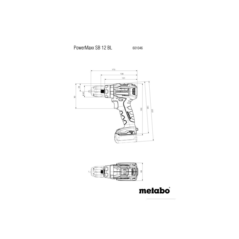 Аккумуляторная ударная дрель Metabo PowerMaxx SB 12 BL (601046800)