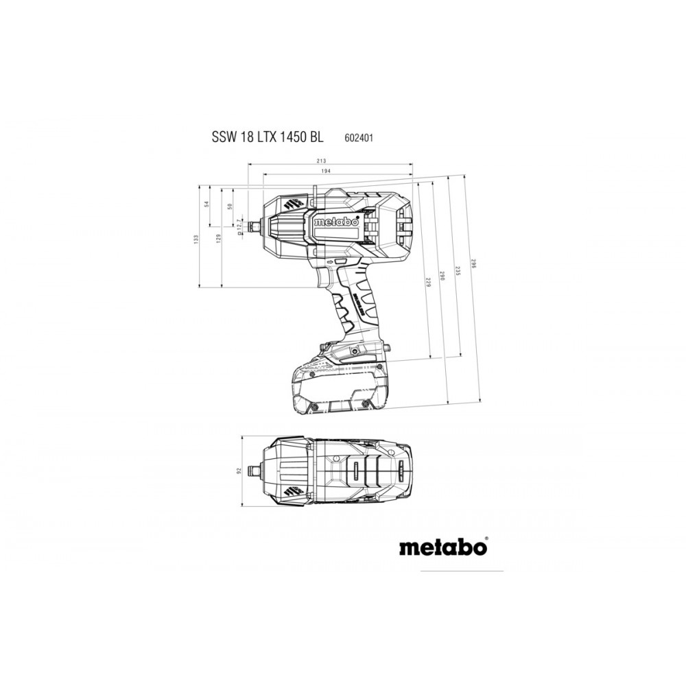 Аккумуляторный ударный гайковерт Metabo SSW 18 LTX 1450 BL (602401810)