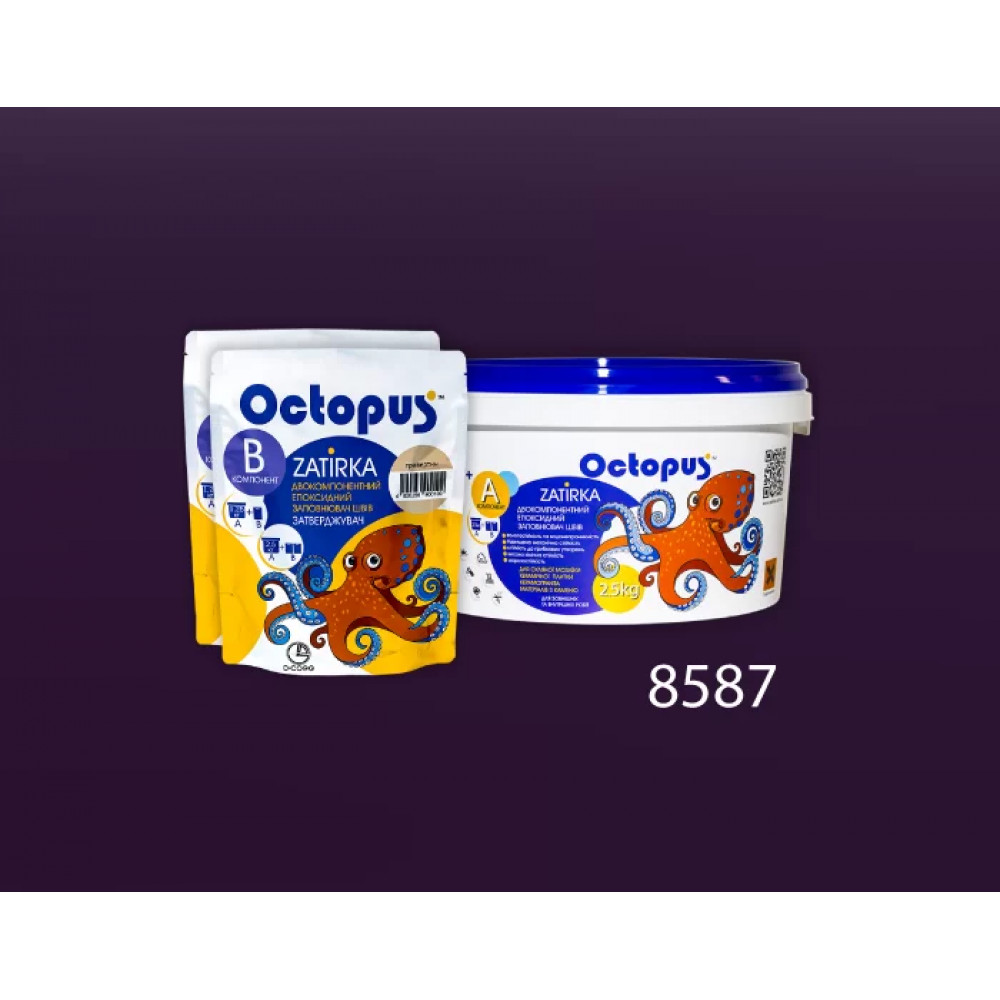 Двокомпонентна епоксидна фуга Octopus Zatirka колір бузковий 8587 2,5 кг (8587-2)