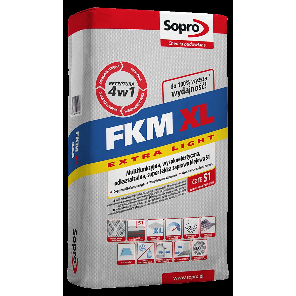 Клей для плитки Sopro FKM XL 444 C2TES1 15 кг сірий (444/15)