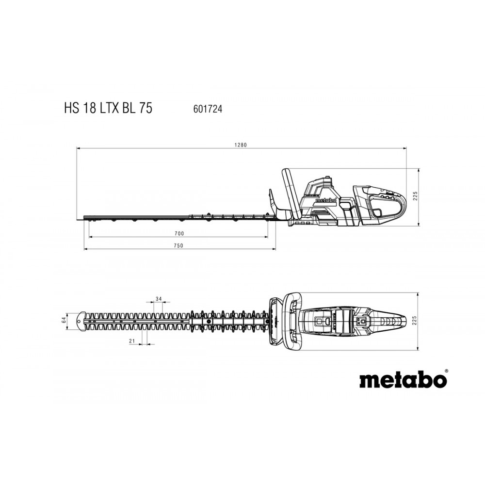 Акумуляторний кущоріз Metabo HS 18 LTX BL 75 (601724850)