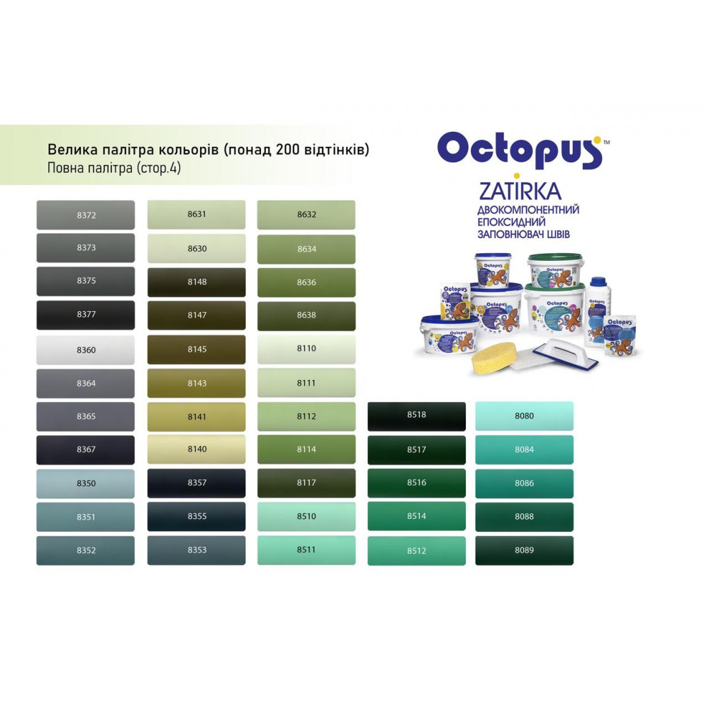 Двокомпонентна епоксидна фуга Octopus Zatirka колір зелено-хакі 8630 2,5 кг (8630-2)