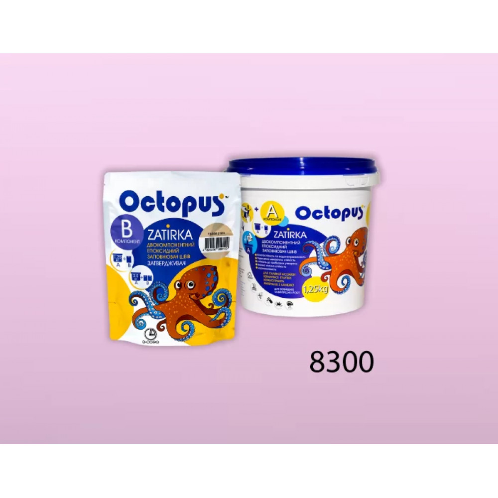 Двокомпонентна епоксидна фуга Octopus Zatirka колір рожево-малиновий 8300 1,25 кг (8300-1)