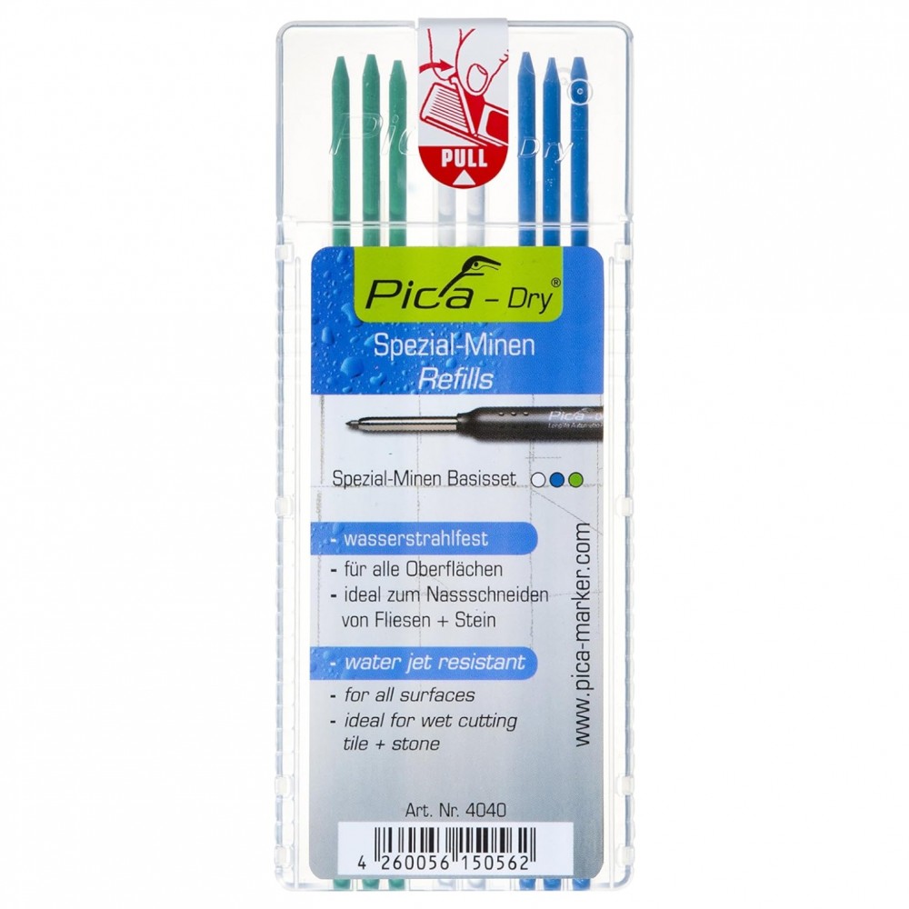 Стрижні запасні PICA, водостійкі, 8шт, кольорові (4040)