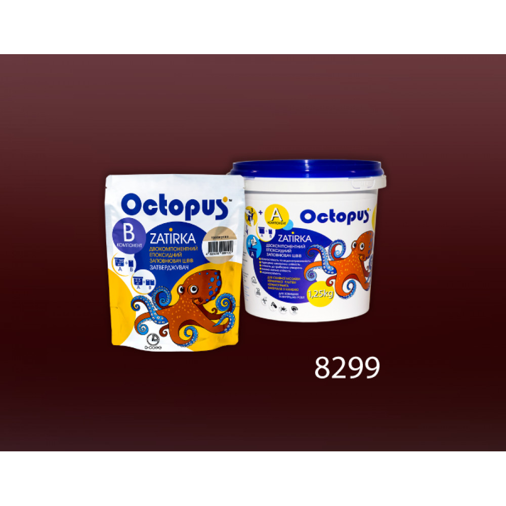 Двокомпонентна епоксидна фуга Octopus Zatirka колір рожево-малиновий 8299 1,25 кг (8299-1)