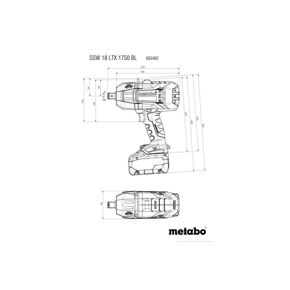 Аккумуляторный ударный гайковерт Metabo SSW 18 LTX 1750 BL (602402850)