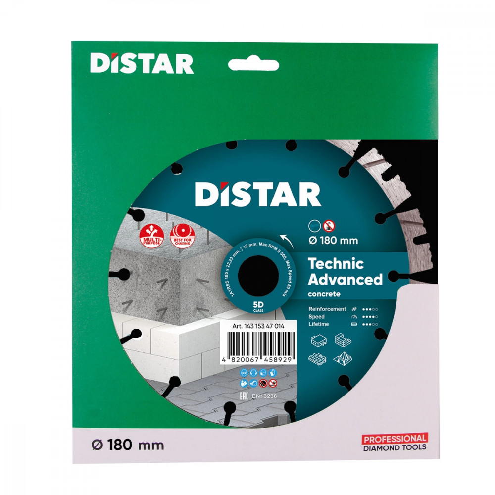 Круг алмазный отрезной DISTAR 1A1RSS/C3-H 180 x 2,6/1,8 x 12 x2 2,23-14 Technic Advanced (14315347014)