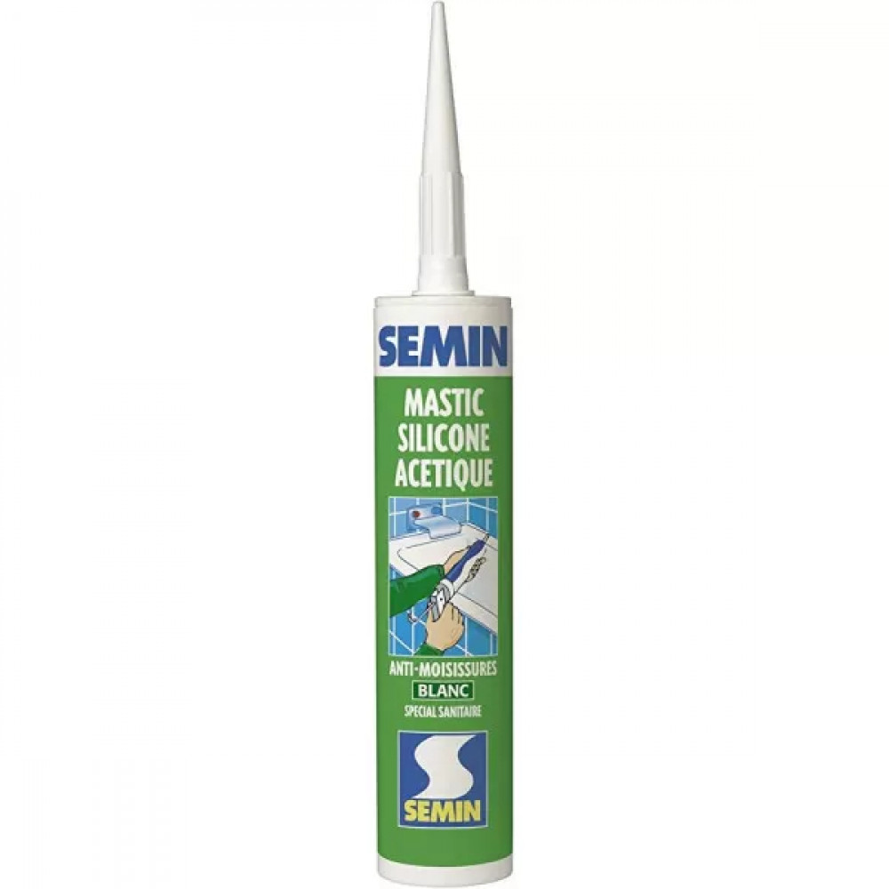 Силіконовий герметик санітарний білий MASTIC SILICONE ACETIQUE BLANC, 310 мл (109799)