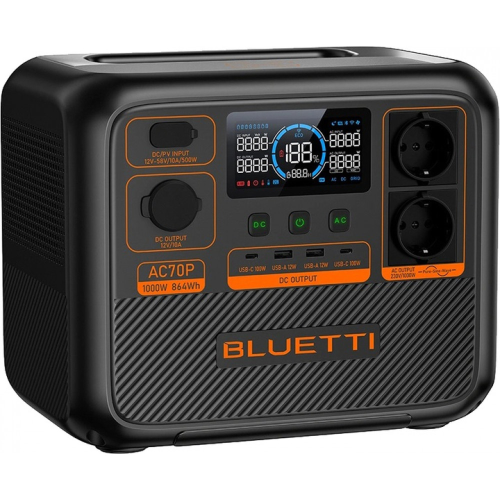 Зарядна станція Bluetti AC70P 1000W, 864Wh