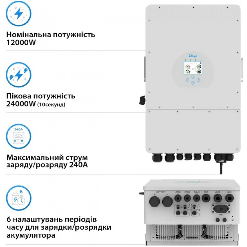 Гибридный инвертор Deye SUN-12K-SG04LP3-EU 12kW, 3Ф, 48V