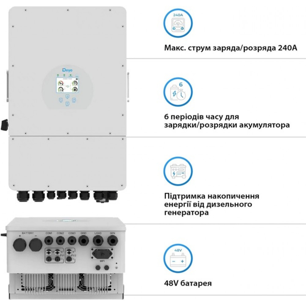 Гибридный инвертор Deye SUN-12K-SG04LP3-EU 12kW, 3Ф, 48V