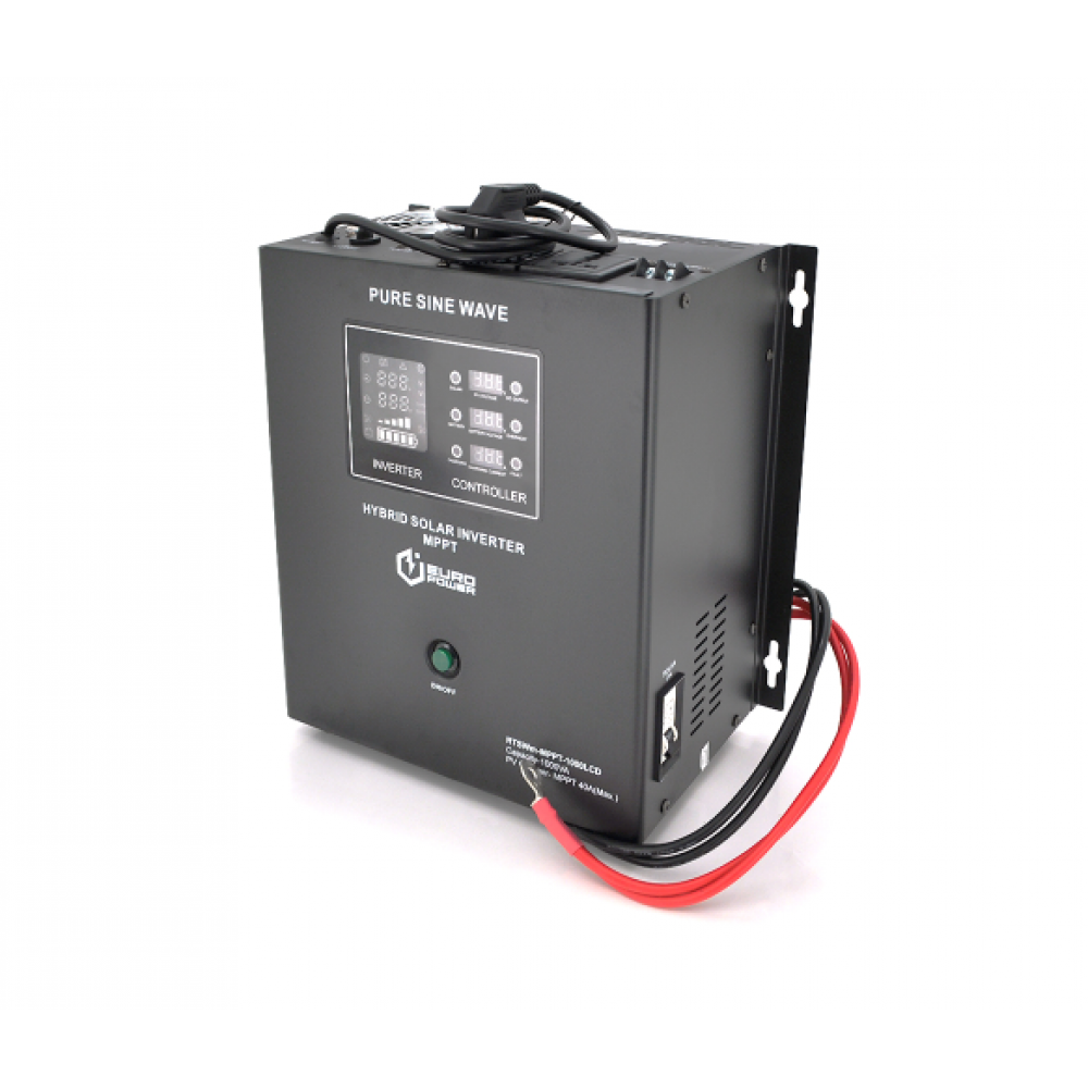 Гибридный инвертор Europower RTSWm-MPPT-1000LCD, 700W, 12V, ток заряда 10A, 140-275V, MPPT (20/40А, 15-75Vdc)