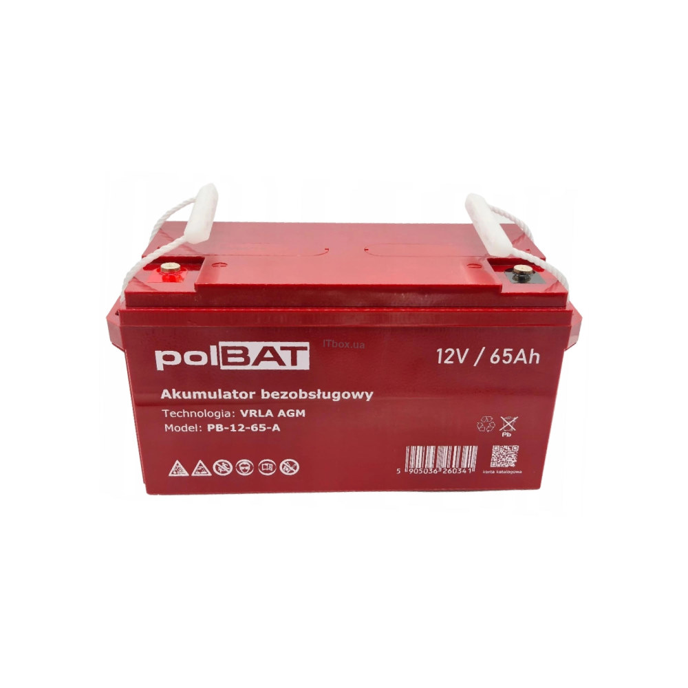 Акумуляторна батарея polBAT PB-12-65-A (12V 65Ah) AGM