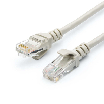 Патч-корд литий Atcom, UTP, RJ45, Cat.5e, 24AWG, CCA, 1м, сірий
