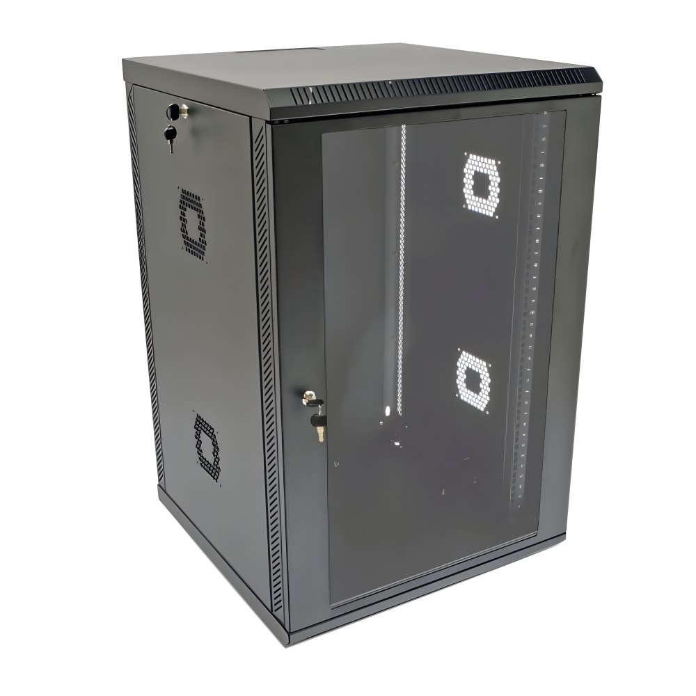 Шкаф настенный CMS 18U, 600x600, UA-MGSWA186B, акрил, черный