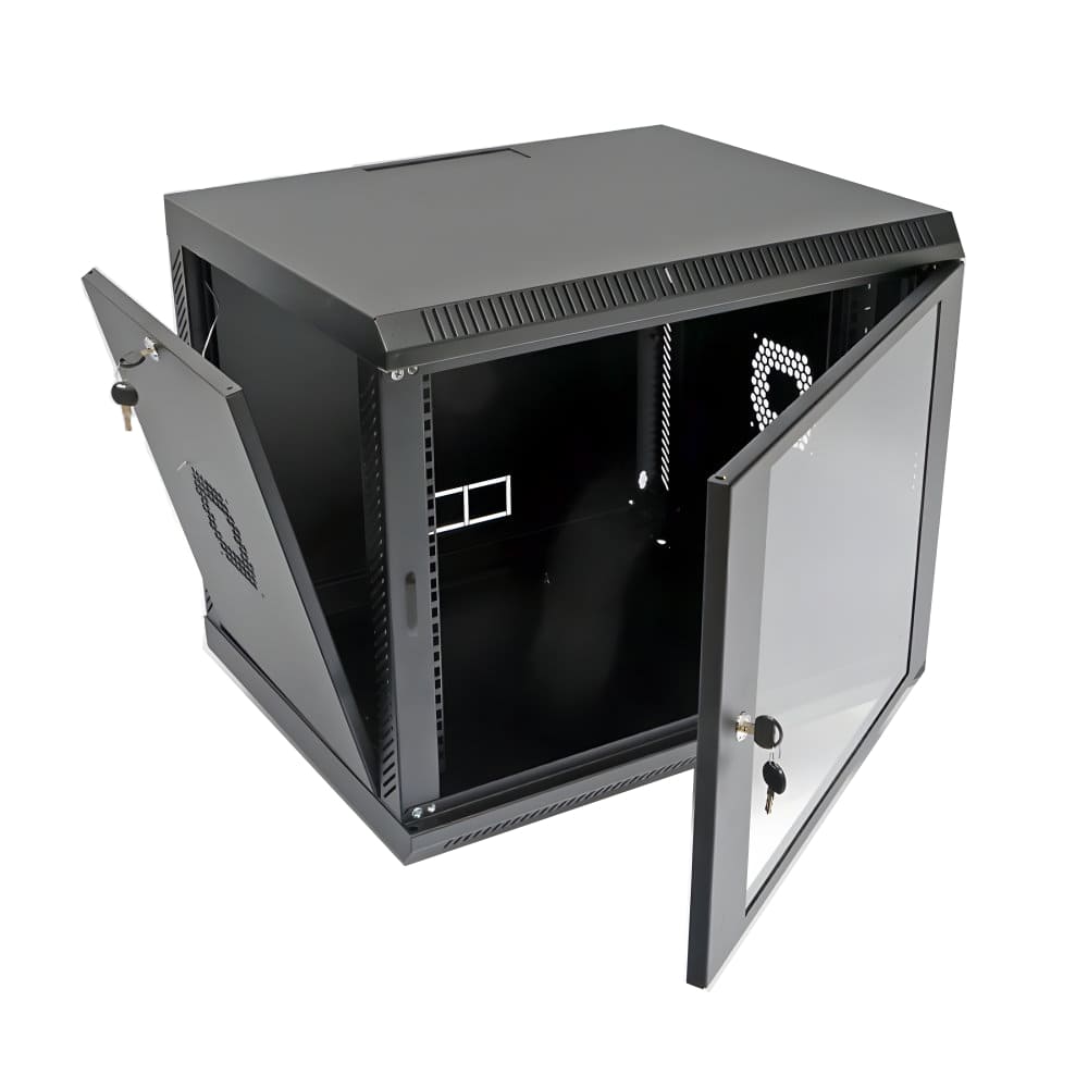 Шкаф настенный CMS 9U, 600x500, UA-MGSWG95B, закал. стекло, черный