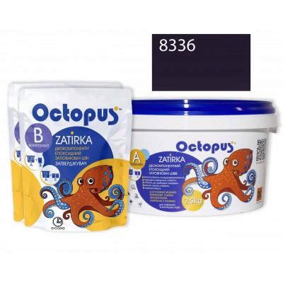 Двухкомпонентная эпоксидная затирка Octopus Zatirka цвет 8336 фіолетово баклажановий 2,5 кг (8336-2)