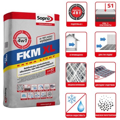 Клей для плитки Sopro FKM XL 444 C2TES1 15 кг сірий (444/15)